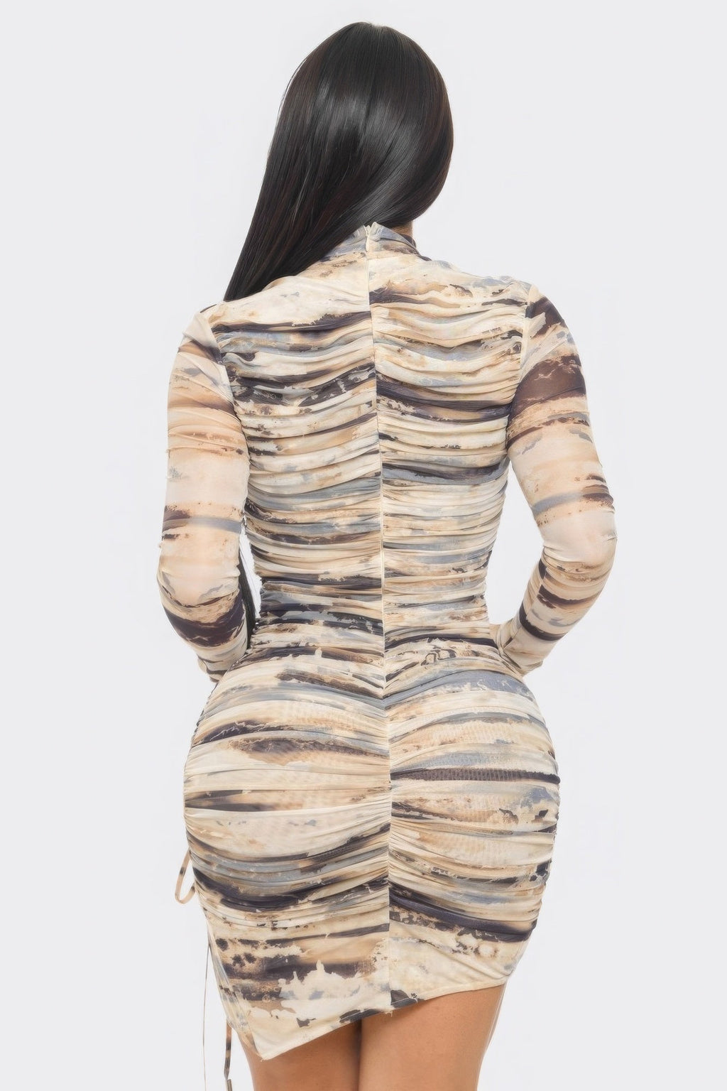Print Mesh Mini Dress - NUTRAL ATTIRE