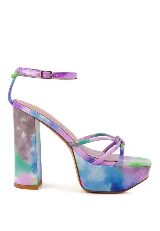 PRISMA TIE - DYE HIGH PLATFORM HEELED SANDALS - NUTRAL ATTIRE