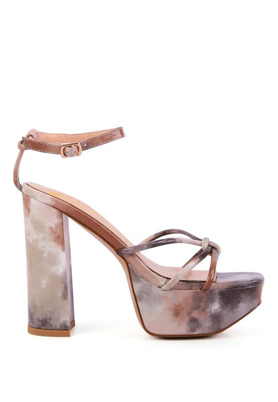 PRISMA TIE - DYE HIGH PLATFORM HEELED SANDALS - NUTRAL ATTIRE