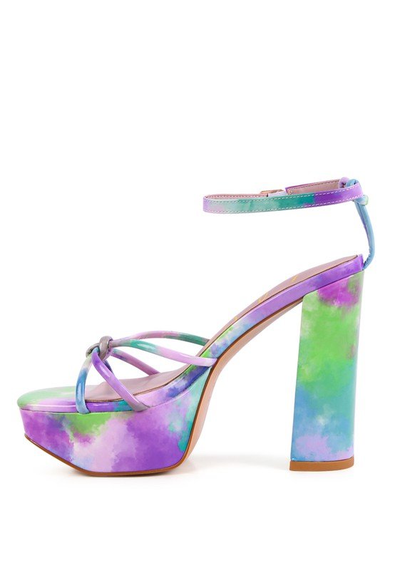 PRISMA TIE - DYE HIGH PLATFORM HEELED SANDALS - NUTRAL ATTIRE