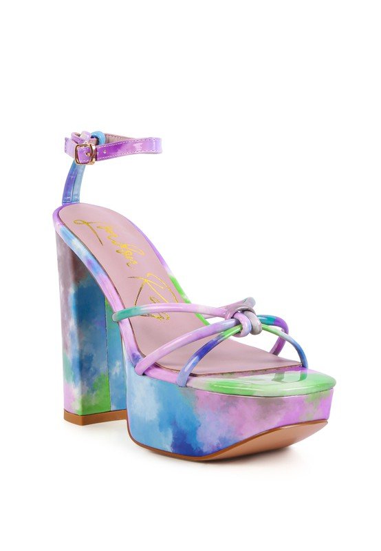 PRISMA TIE - DYE HIGH PLATFORM HEELED SANDALS - NUTRAL ATTIRE