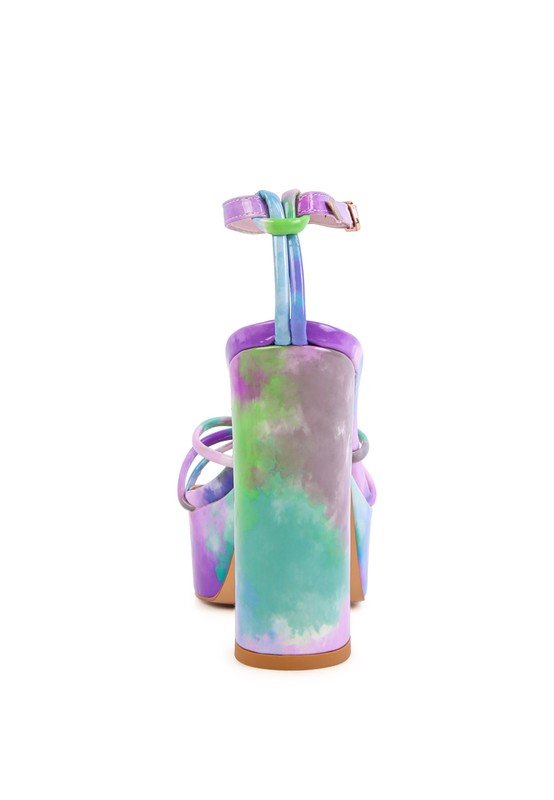 PRISMA TIE - DYE HIGH PLATFORM HEELED SANDALS - NUTRAL ATTIRE