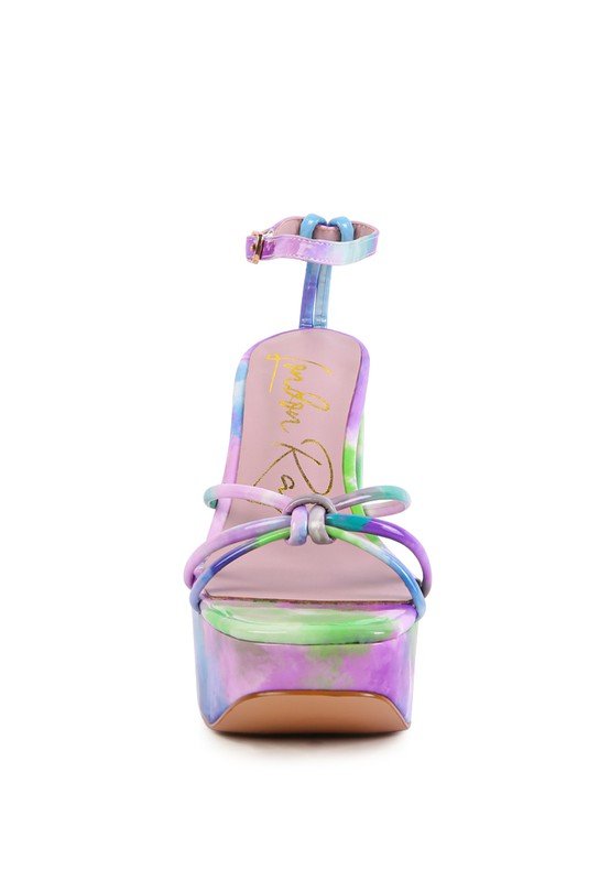 PRISMA TIE - DYE HIGH PLATFORM HEELED SANDALS - NUTRAL ATTIRE