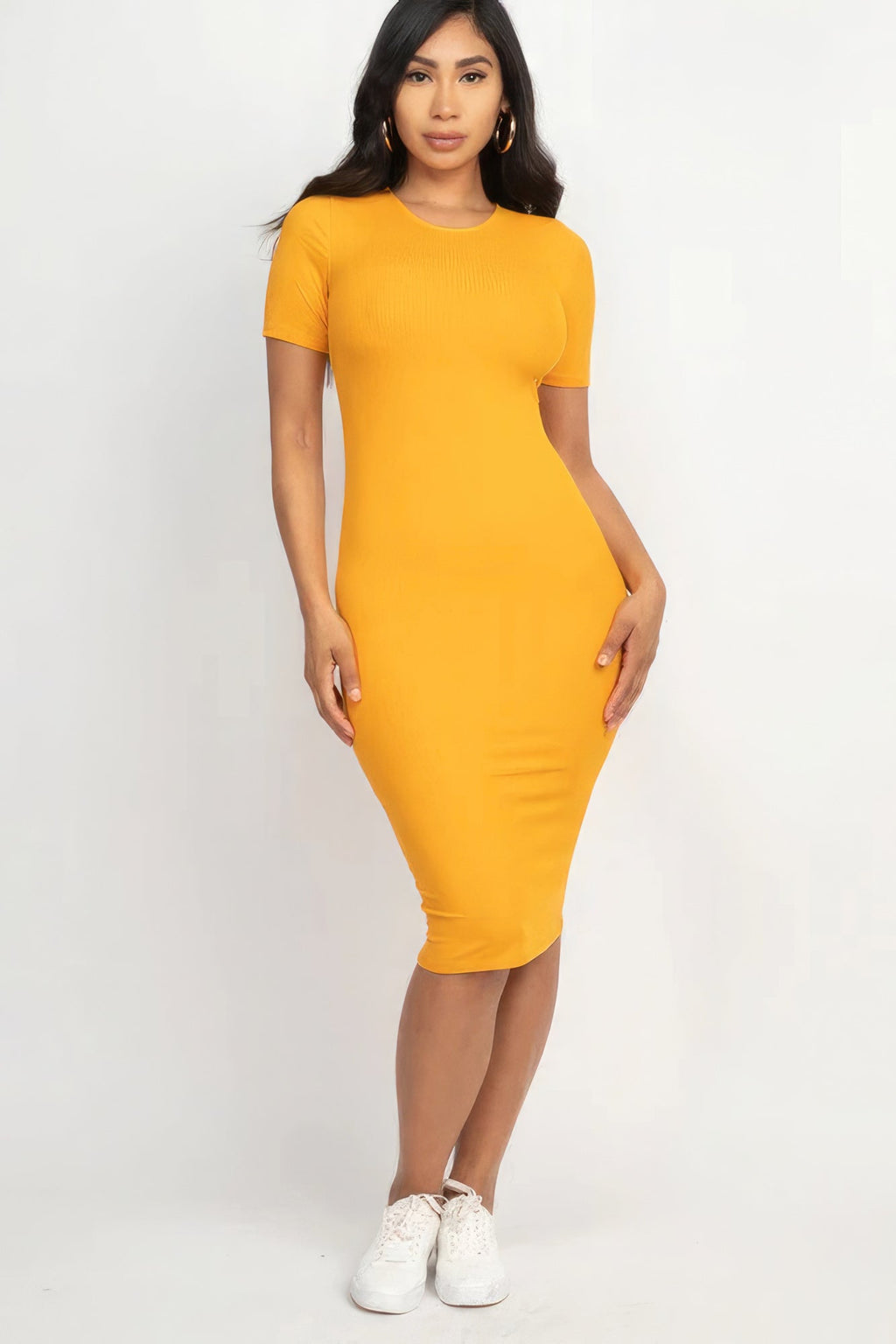Ribbed Bodycon Midi Dress - NUTRAL ATTIRE