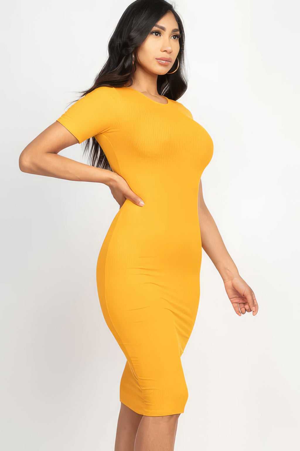 Ribbed Bodycon Midi Dress - NUTRAL ATTIRE