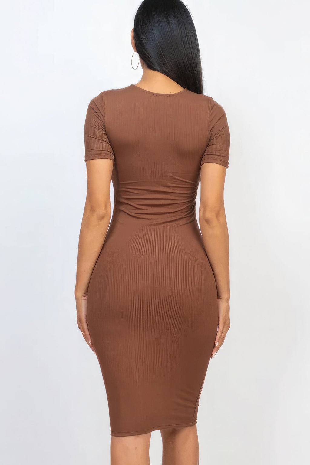 Ribbed Bodycon Midi Dress - NUTRAL ATTIRE