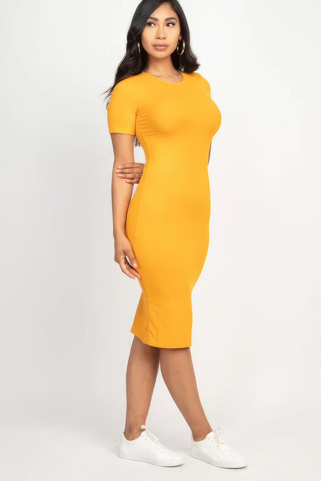 Ribbed Bodycon Midi Dress - NUTRAL ATTIRE