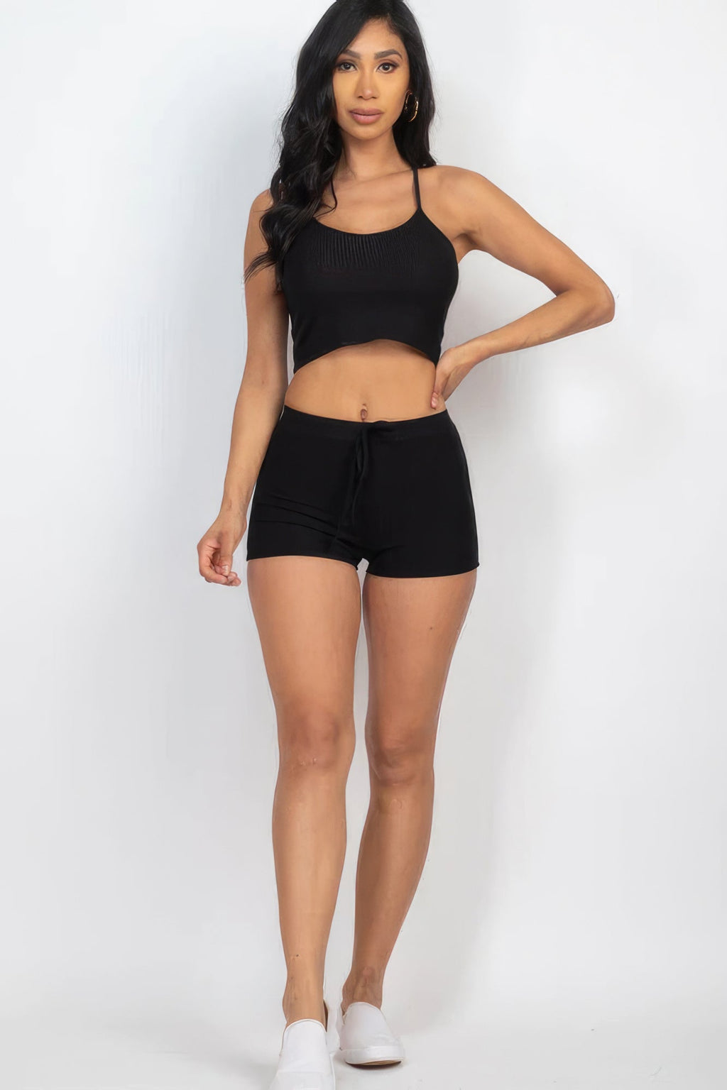 Ribbed Crop Cami Top & Shorts Set - NUTRAL ATTIRE