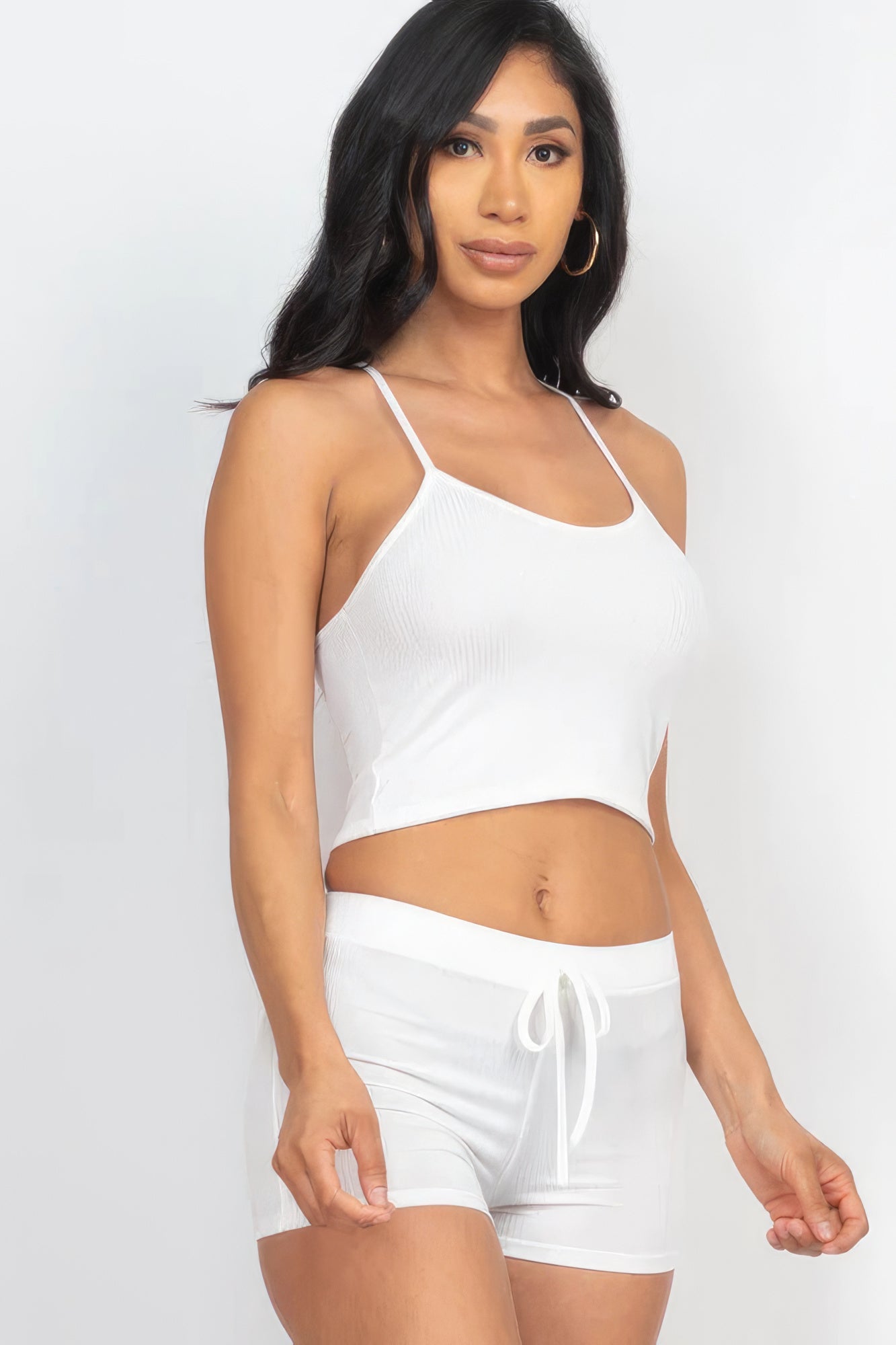 Ribbed Crop Cami Top & Shorts Set - NUTRAL ATTIRE