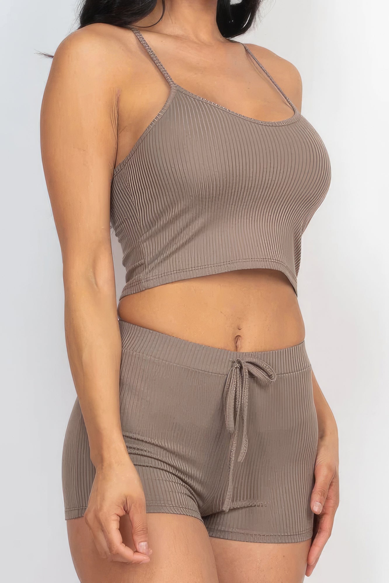 Ribbed Crop Cami Top & Shorts Set - NUTRAL ATTIRE
