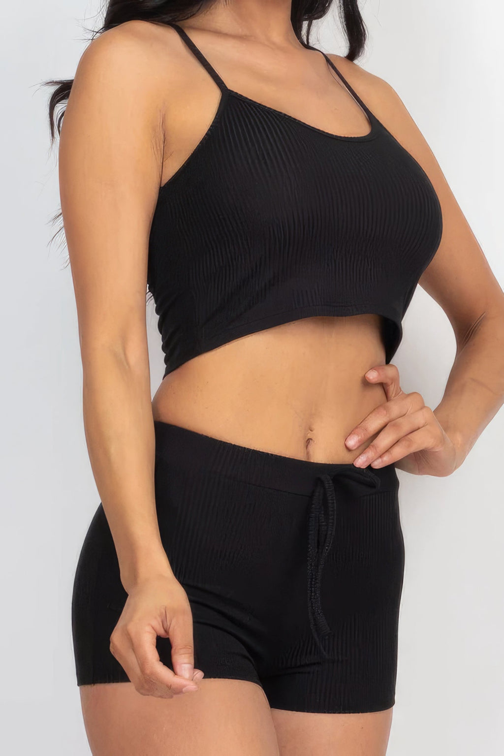 Ribbed Crop Cami Top & Shorts Set - NUTRAL ATTIRE