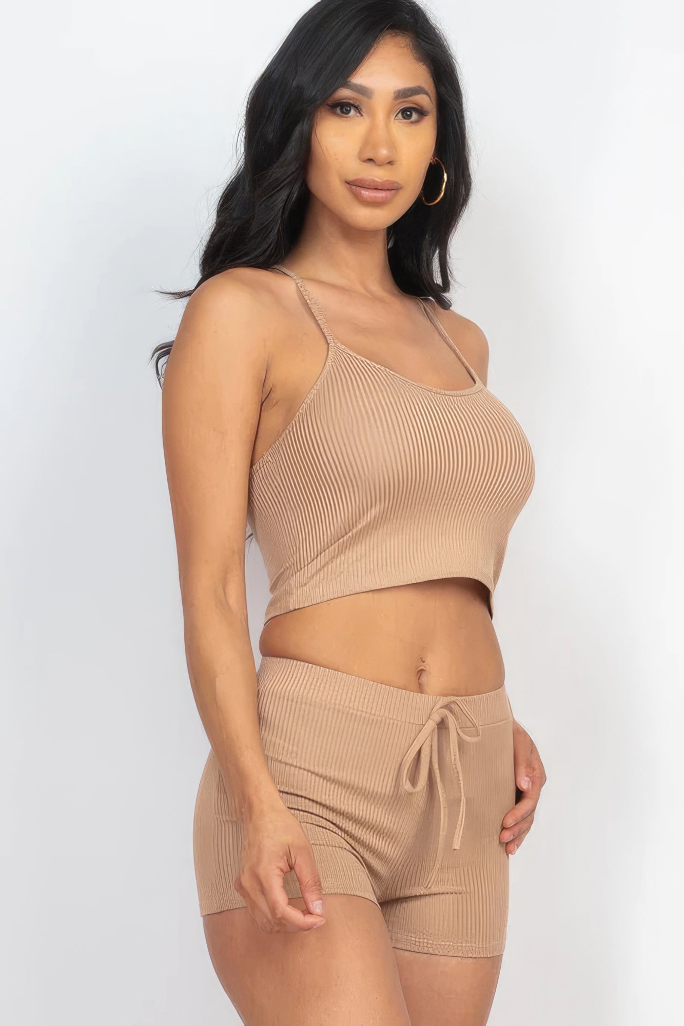 Ribbed Crop Cami Top & Shorts Set - NUTRAL ATTIRE