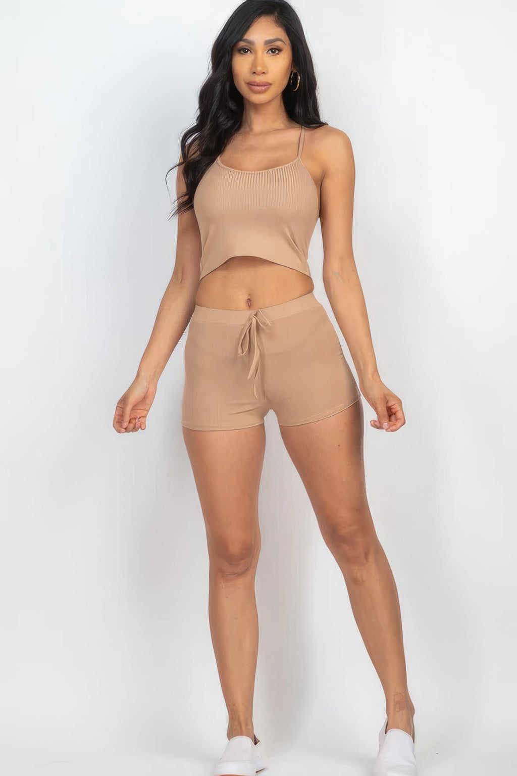Ribbed Crop Cami Top & Shorts Set - NUTRAL ATTIRE