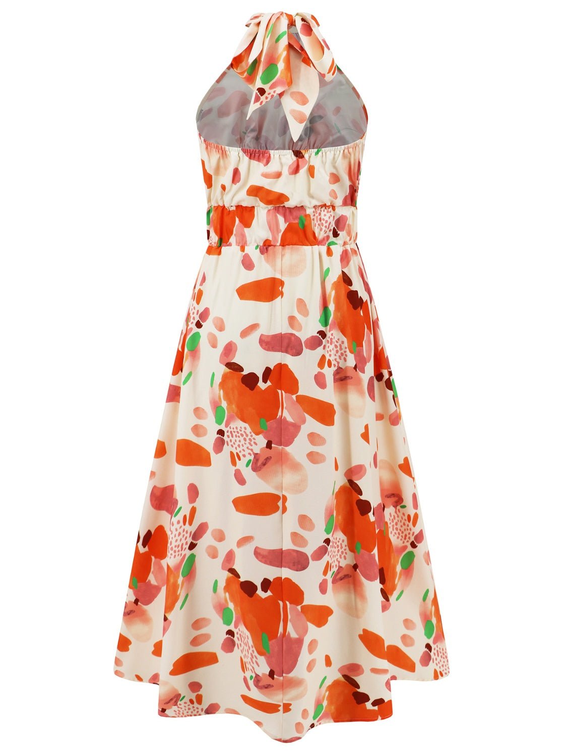 Ruched Printed Halter Neck Sleeveless Dress - NUTRAL ATTIRE