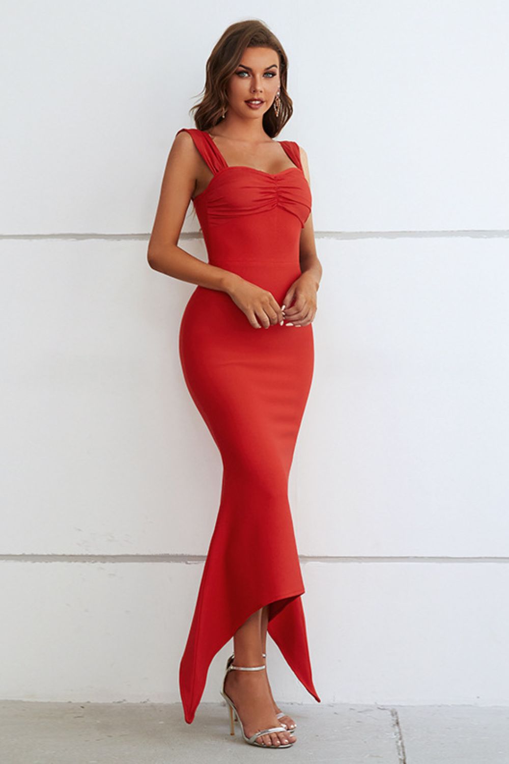 Scarlett Ruched Sweetheart Neck Hem Detail Dress - NUTRAL ATTIRE