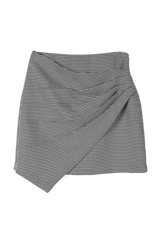 Shirley Hound tooth shirred wrap skirt - NUTRAL ATTIRE