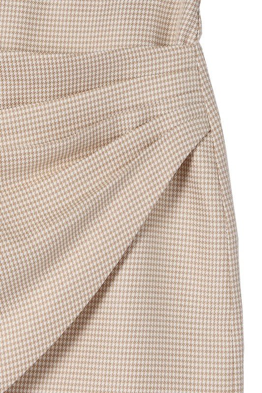 Shirley Hound tooth shirred wrap skirt - NUTRAL ATTIRE