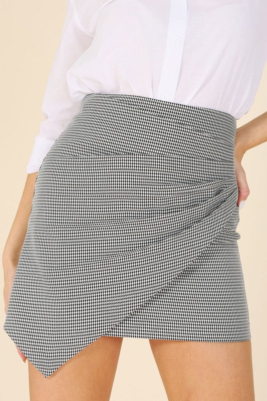 Shirley Hound tooth shirred wrap skirt - NUTRAL ATTIRE