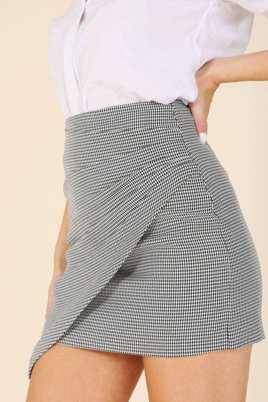 Shirley Hound tooth shirred wrap skirt - NUTRAL ATTIRE