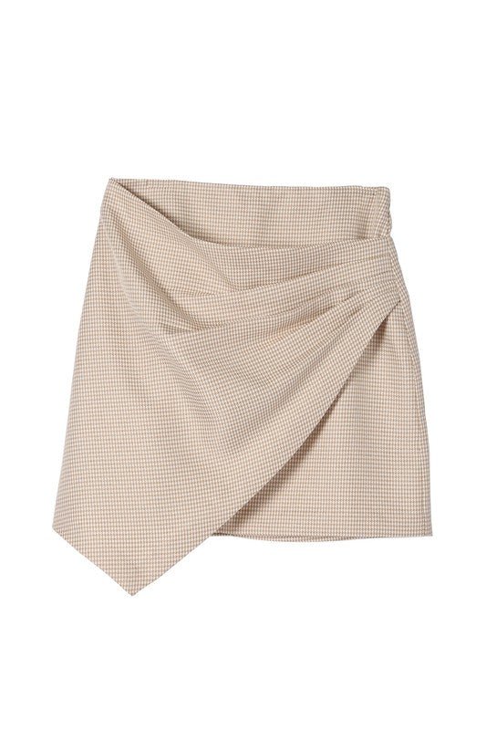 Shirley Hound tooth shirred wrap skirt - NUTRAL ATTIRE