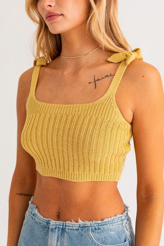 Shoulder Tie Knit Tank - NUTRAL ATTIRE