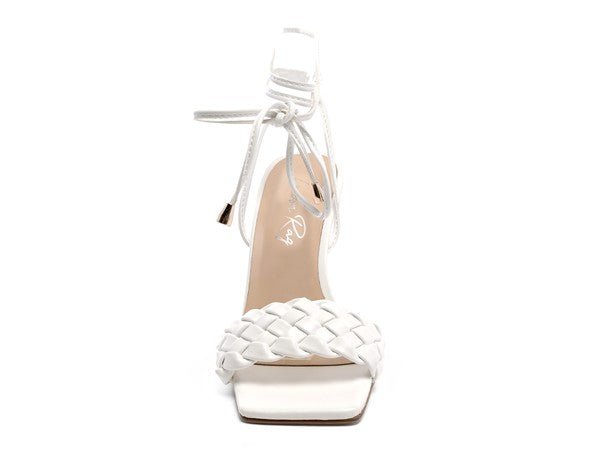 SKORA TIE UP HEELED SANDALS - NUTRAL ATTIRE