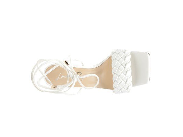 SKORA TIE UP HEELED SANDALS - NUTRAL ATTIRE