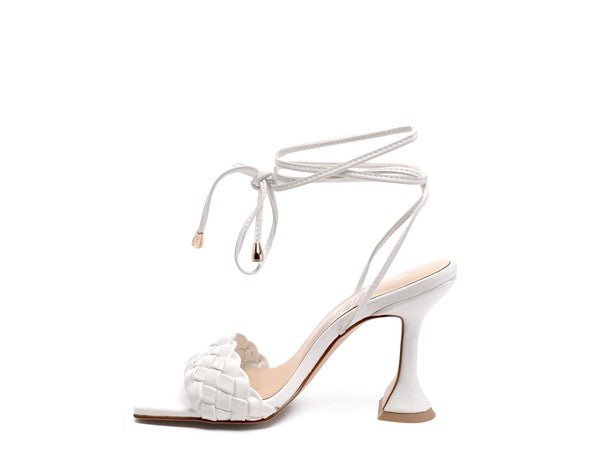 SKORA TIE UP HEELED SANDALS - NUTRAL ATTIRE
