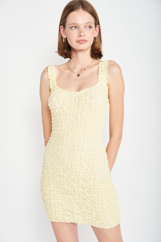 SMOCKED OPEN BACK MINI DRESS YELLOW - NUTRAL ATTIRE