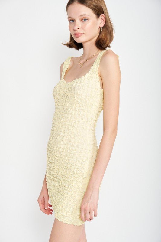 SMOCKED OPEN BACK MINI DRESS YELLOW - NUTRAL ATTIRE