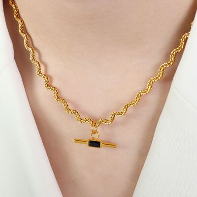 Stainless Steel Glass Cone Shaped Pendant Necklace - NUTRAL ATTIRE