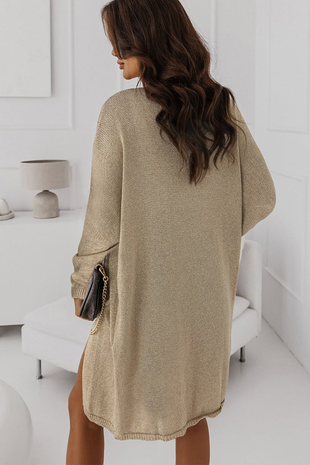Tara Long Sleeve Pocketed Cardigan - Beige - NUTRAL ATTIRE