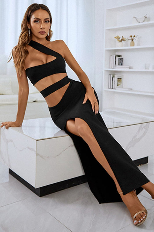 The One Cutout Front Split Maxi Dress - NUTRAL ATTIRE