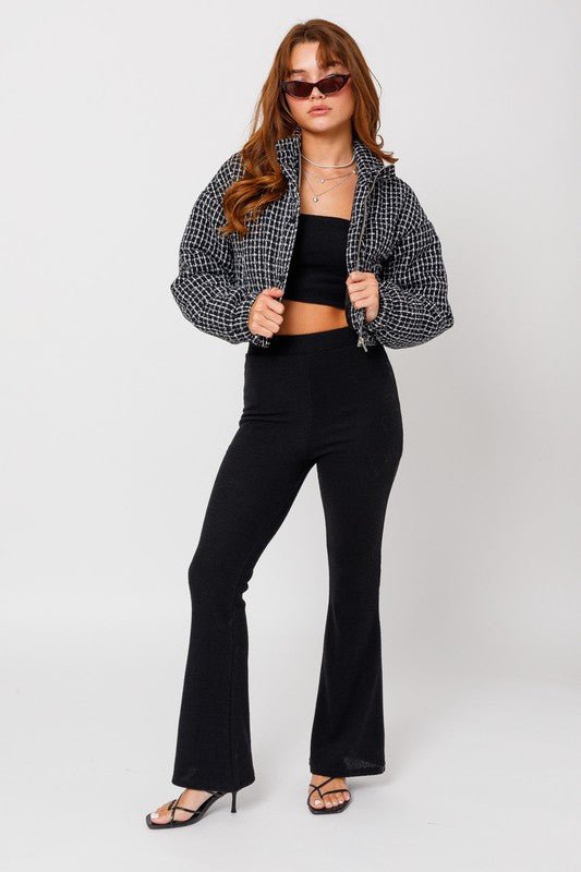 Tweed Crop Puffer Jacket - NUTRAL ATTIRE