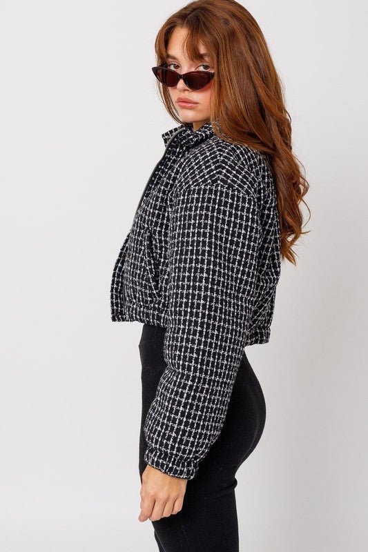 Tweed Crop Puffer Jacket - NUTRAL ATTIRE