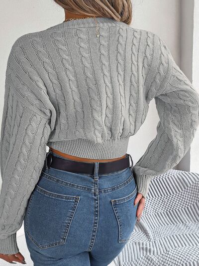 Twisted Cable - Knit V - Neck Sweater - NUTRAL ATTIRE
