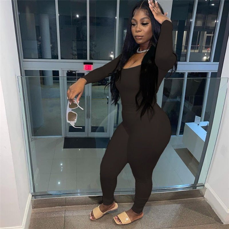 Two Piece Set Women Solid Concise Skinny Bodycon - shaping Crew Neck Bodysuit+High Waist Slim Sporty Leggings Activewear - NUTRAL ATTIRE