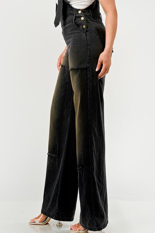 Urban Noir Denim Overalls Black Jumpsuit - NUTRAL ATTIRE