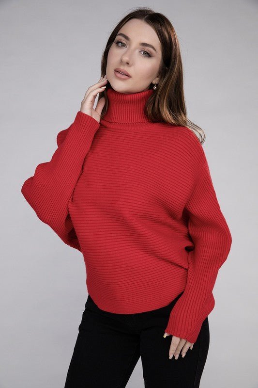 Viscose Dolman Sleeve Turtleneck Sweater - NUTRAL ATTIRE