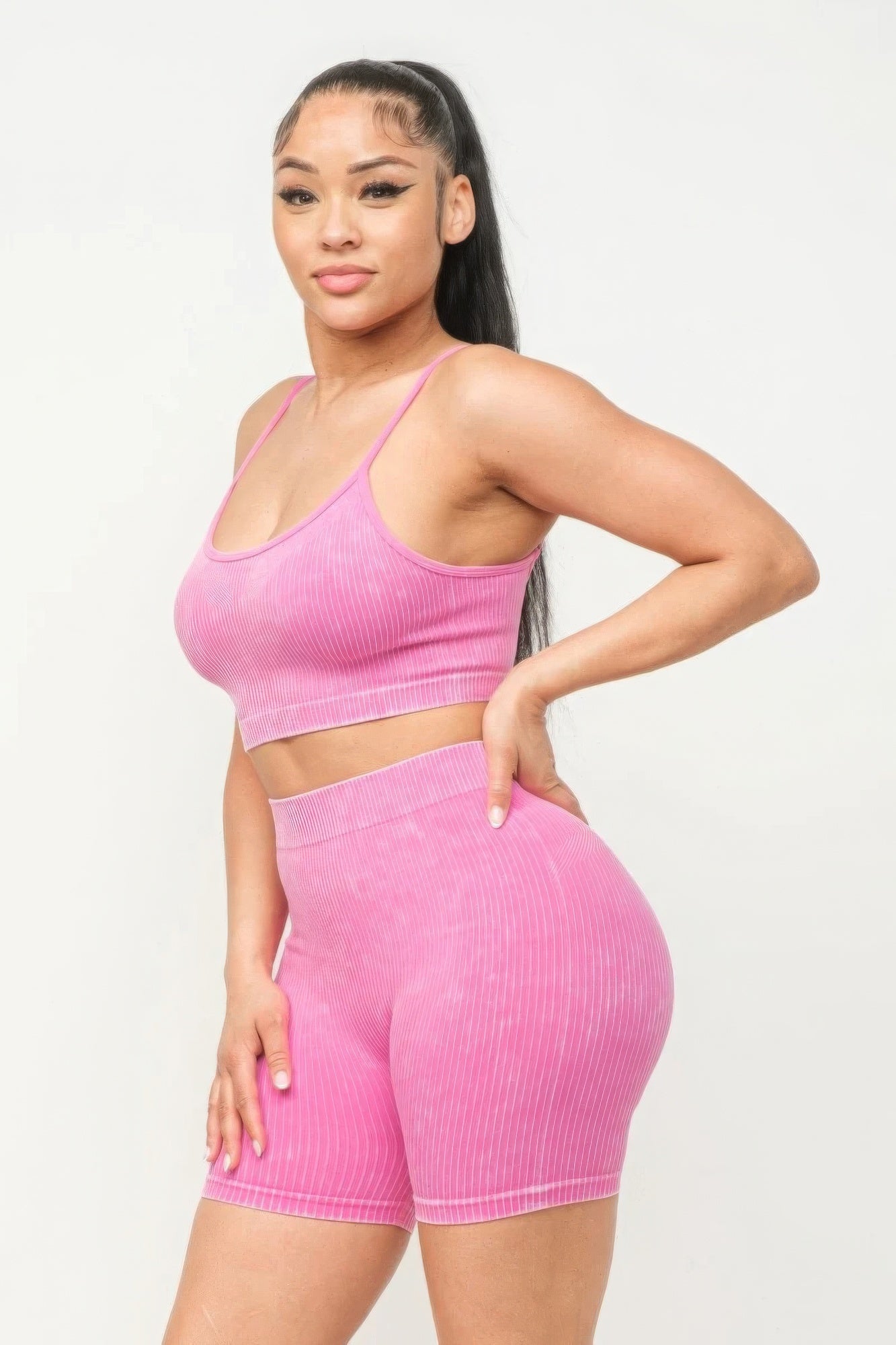 Washed Seamless Basic Tank Top And Shorts Set - NUTRAL ATTIRE