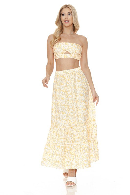 Women's Floral Skirt and TOP Set - NUTRAL ATTIRE