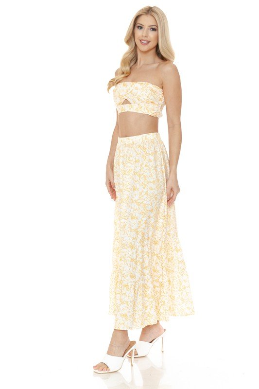 Women's Floral Skirt and TOP Set - NUTRAL ATTIRE