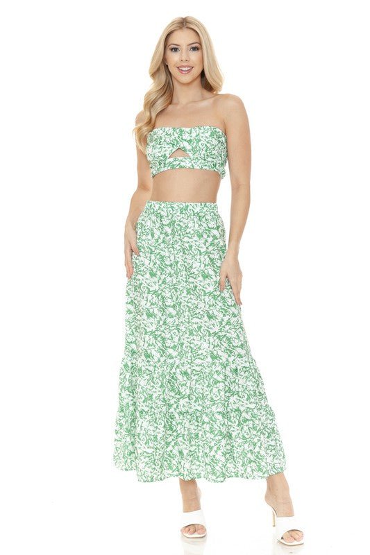 Women's Floral Skirt and TOP Set - NUTRAL ATTIRE