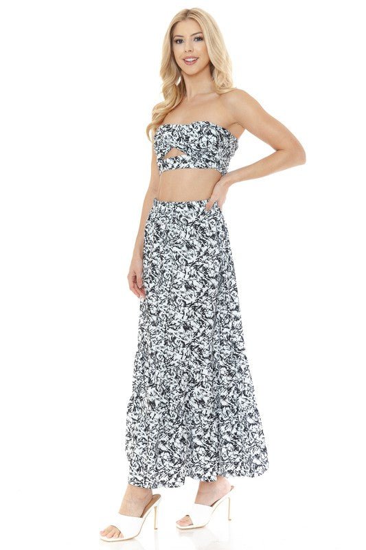 Women's Floral Skirt and TOP Set - NUTRAL ATTIRE