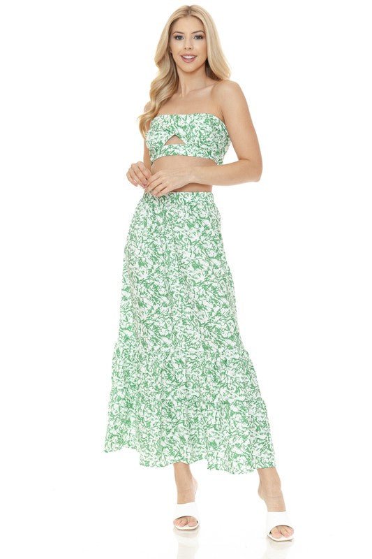 Women's Floral Skirt and TOP Set - NUTRAL ATTIRE