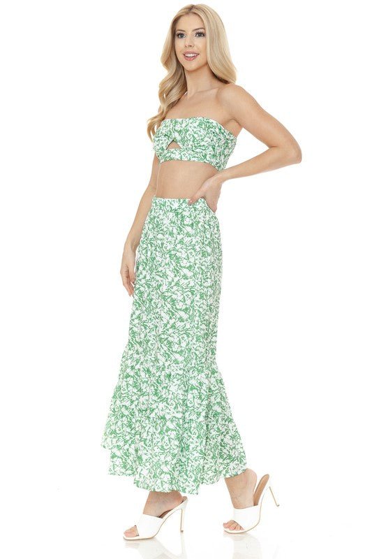 Women's Floral Skirt and TOP Set - NUTRAL ATTIRE