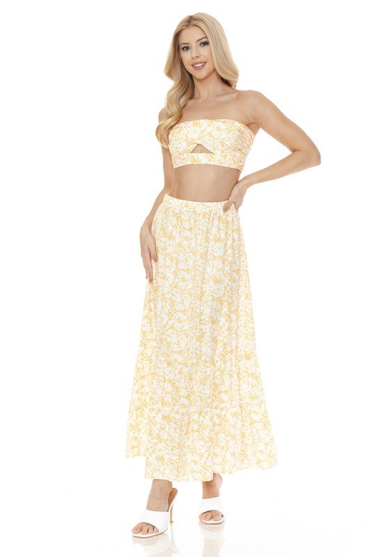 Women's Floral Skirt and TOP Set - NUTRAL ATTIRE