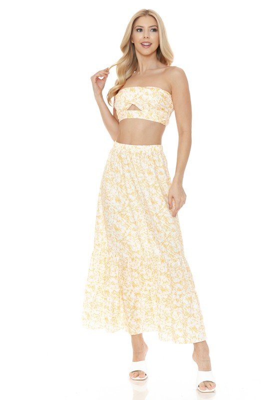 Women's Floral Skirt and TOP Set - NUTRAL ATTIRE