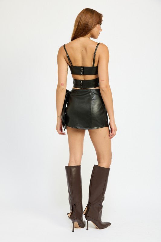 WRAPPED LEATHER CROP TOP - NUTRAL ATTIRE