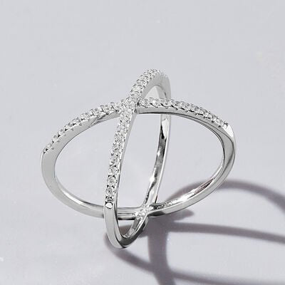 X Shape Inlaid Zircon 925 Sterling Silver Ring - NUTRAL ATTIRE